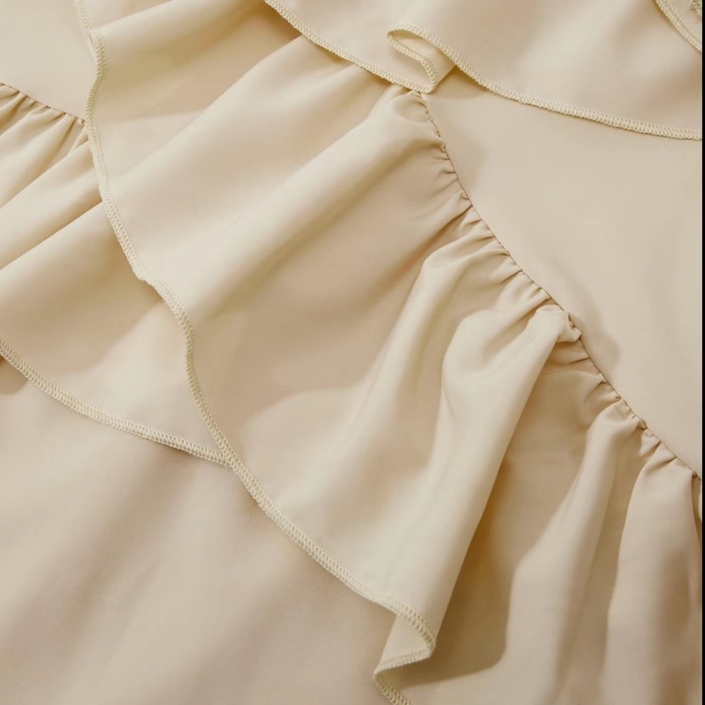 High Low Cream Ruffle Skirt - Picture 5 of 6